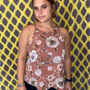 pink floral tank top
